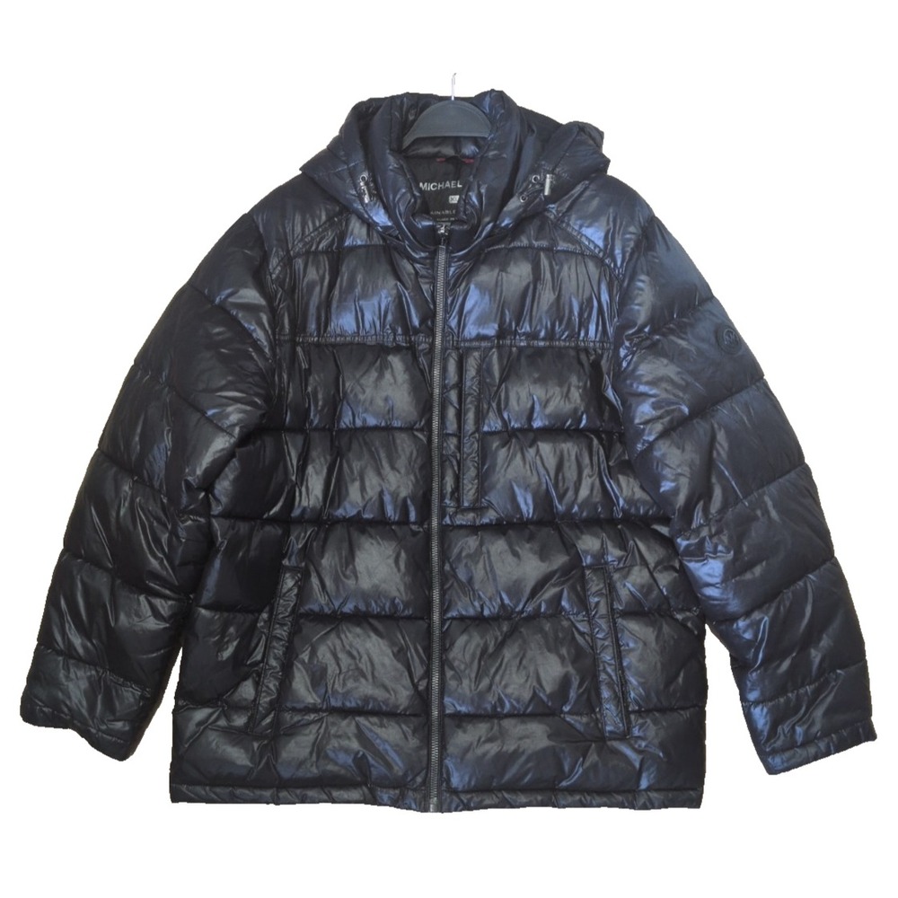 Michael Kors Men's Black Puffer Jacket Sustainable Insulation Size XL Nylon